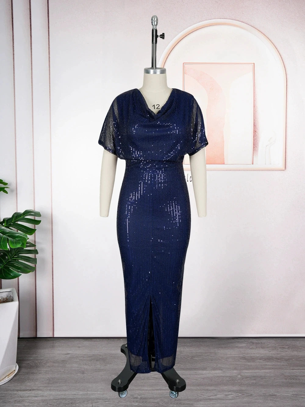 Maxy Elegant African dress Dubai women's new spring and autumn fashion sequin printed robe plus size Muslim wedding party long skirt