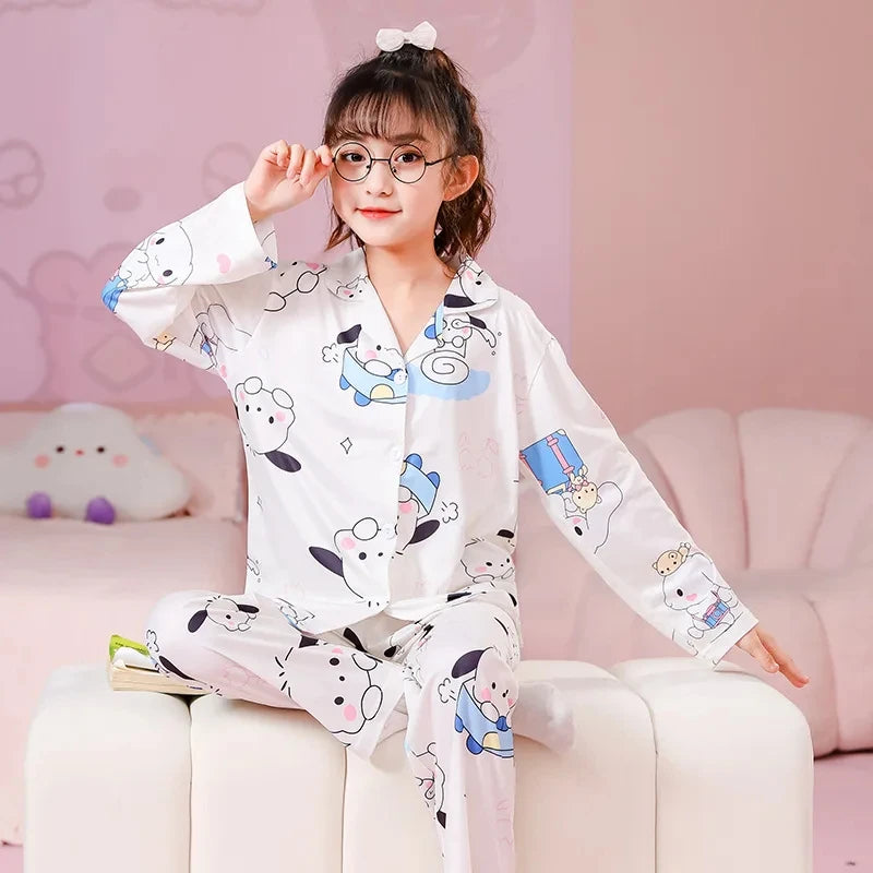 Maxy Kids Pajamas Children Casual Spring Home Long Sleeve Set Girl Nightwear Pants