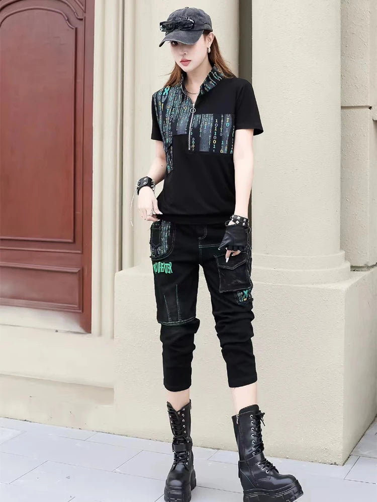 Max LuLu Summer Fashion Outfits 2024 Womens Printed Two Pieces Sets Loose Tops Luxury Tshirts Elastic Vintage Pants Casual Suits