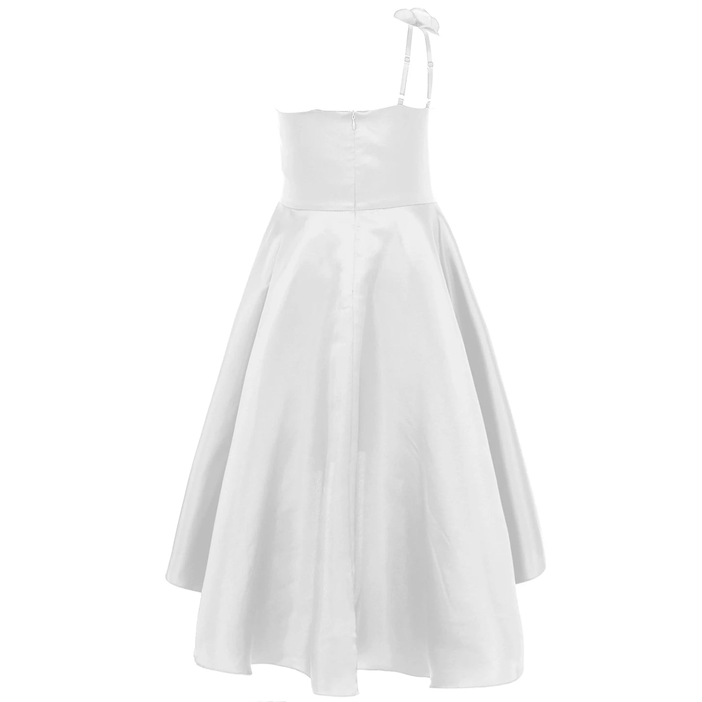 Maxy Princess Kids Flower Girls Elegant Wedding Party Dress One Shoulder Irregular Hemline Dresses Pageant Evening Birthday Banquet Prom Gown