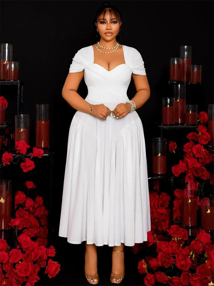 Amay Plus Size Dresses Women V Neck Sexy Party Elegant Fashion Streetwear Full Length Maxy Dress Wholesale Dropshipping 2025