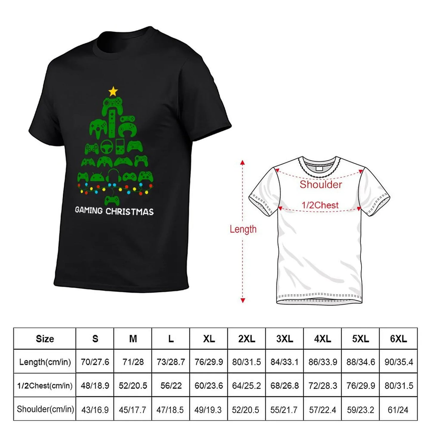 Funny Video Game Controller Christmas Tree Lights Xmas Gaming Pajama Shirt T-Shirt blacks boys whites funnys mens t shirt