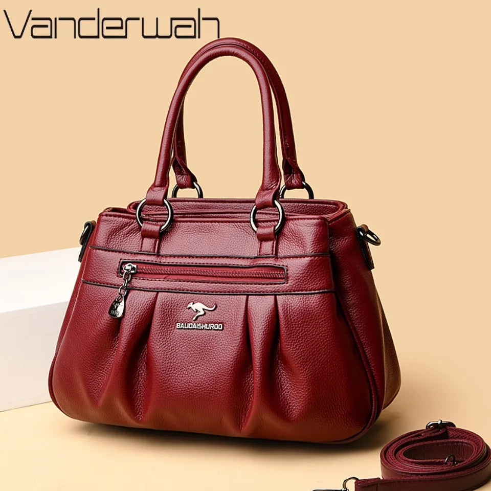 Maxy Three Layers Luxury Casual Tote Women Bag High Quality Leather Ladies Hand Bags for Women Big Shoulder Crossbody Bags Sac A Main