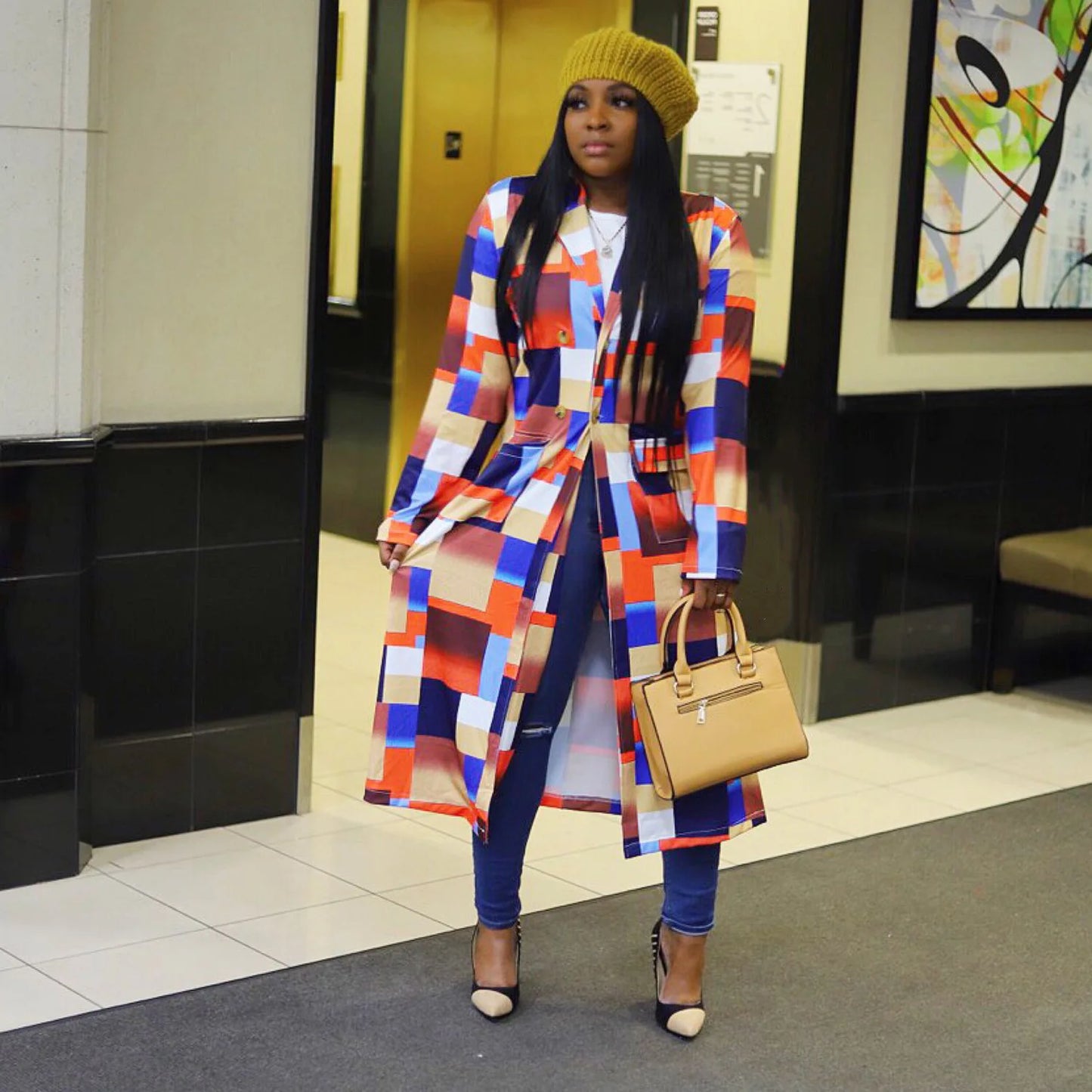 Amay Clothes for Women Spring Women Long Sleeve Printing Plus Sie Long Shirt Dress S-5XL