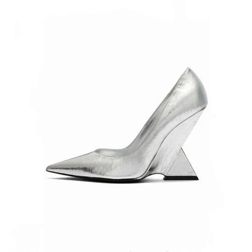 Maxy Women Heels Pumps Designer Shoes Patent Leather Pointed Toe Slingback Shallow Luxury Brand Strange Heel Woman Shoes