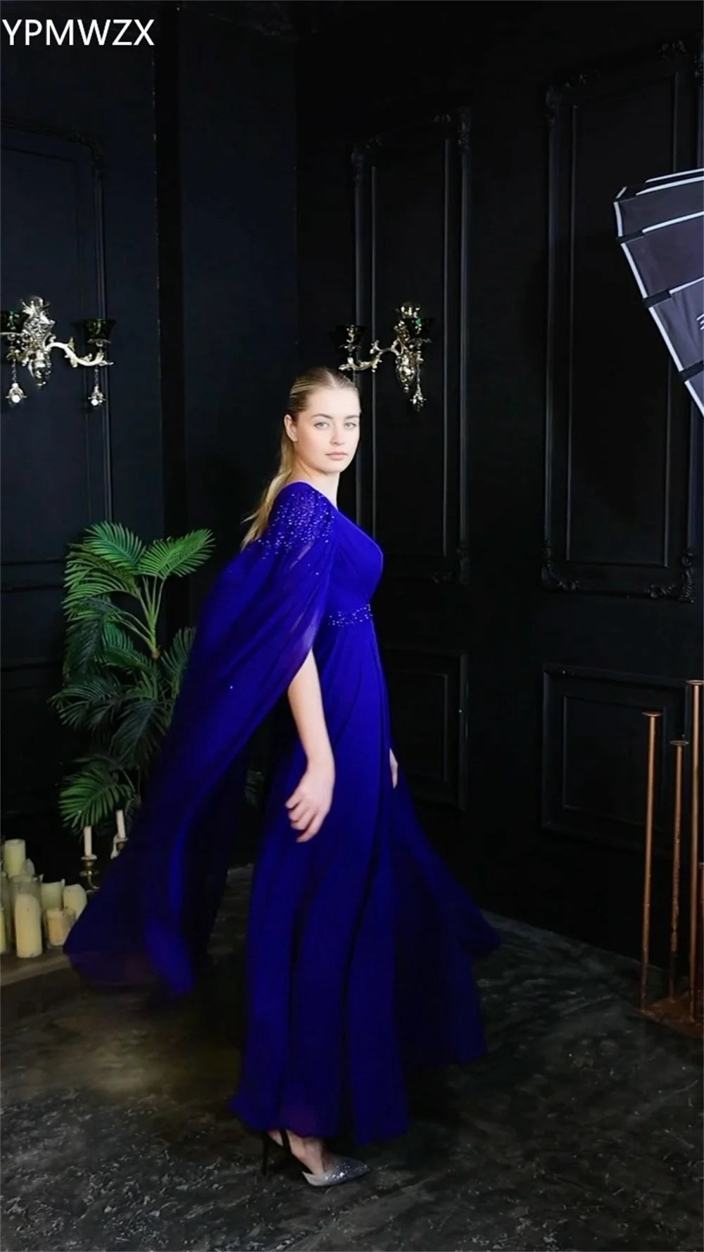 Amay Customized Prom Gown Formal Women Evening Dress YPMWZX V-neck A-line Floor Length Skirts Draped Bead Bespoke Occasion Dresses Pa