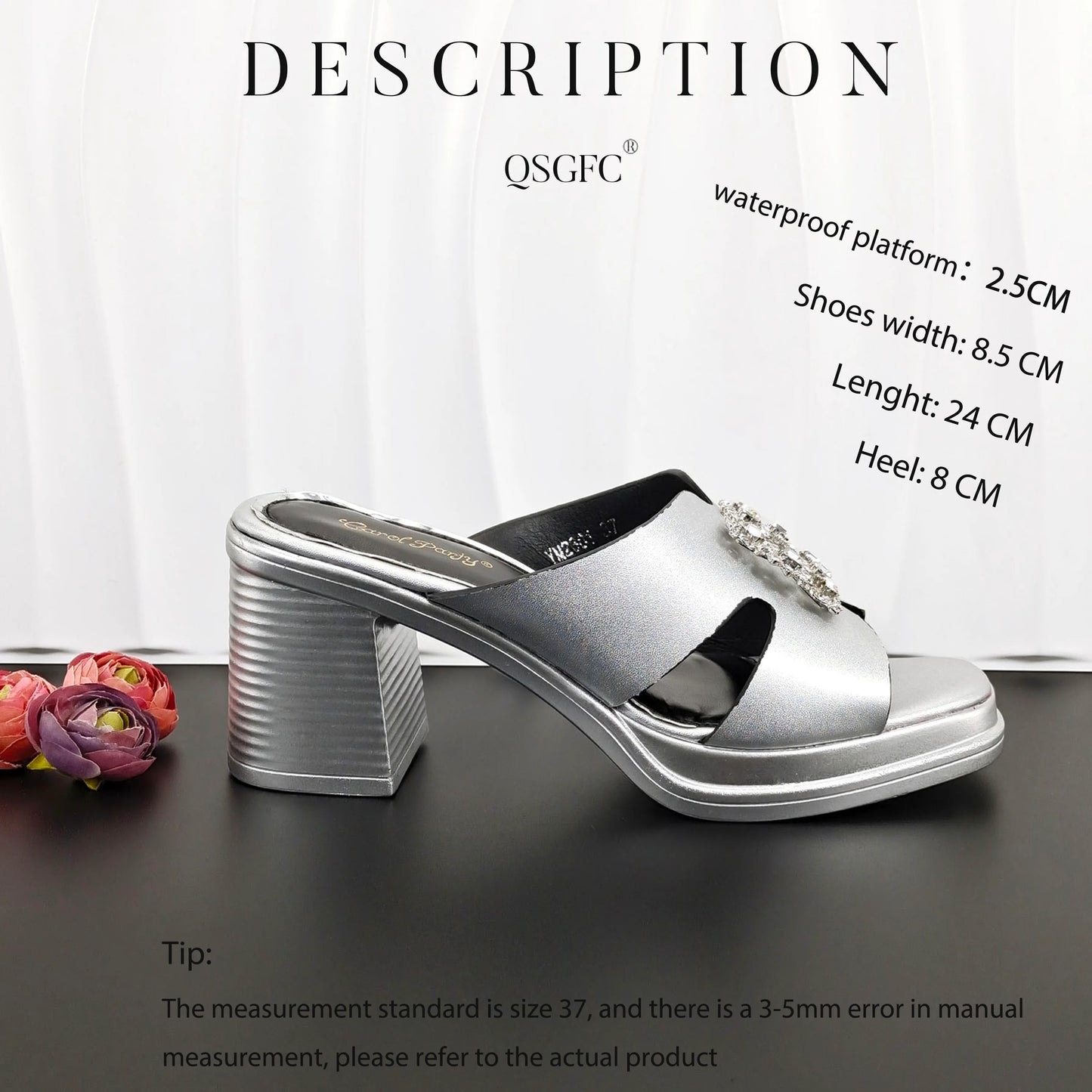 Maxy Fashion Mature Style Platform Peep Toe Women Shoes and Square Fine Clutch Bag Set in Silver Color