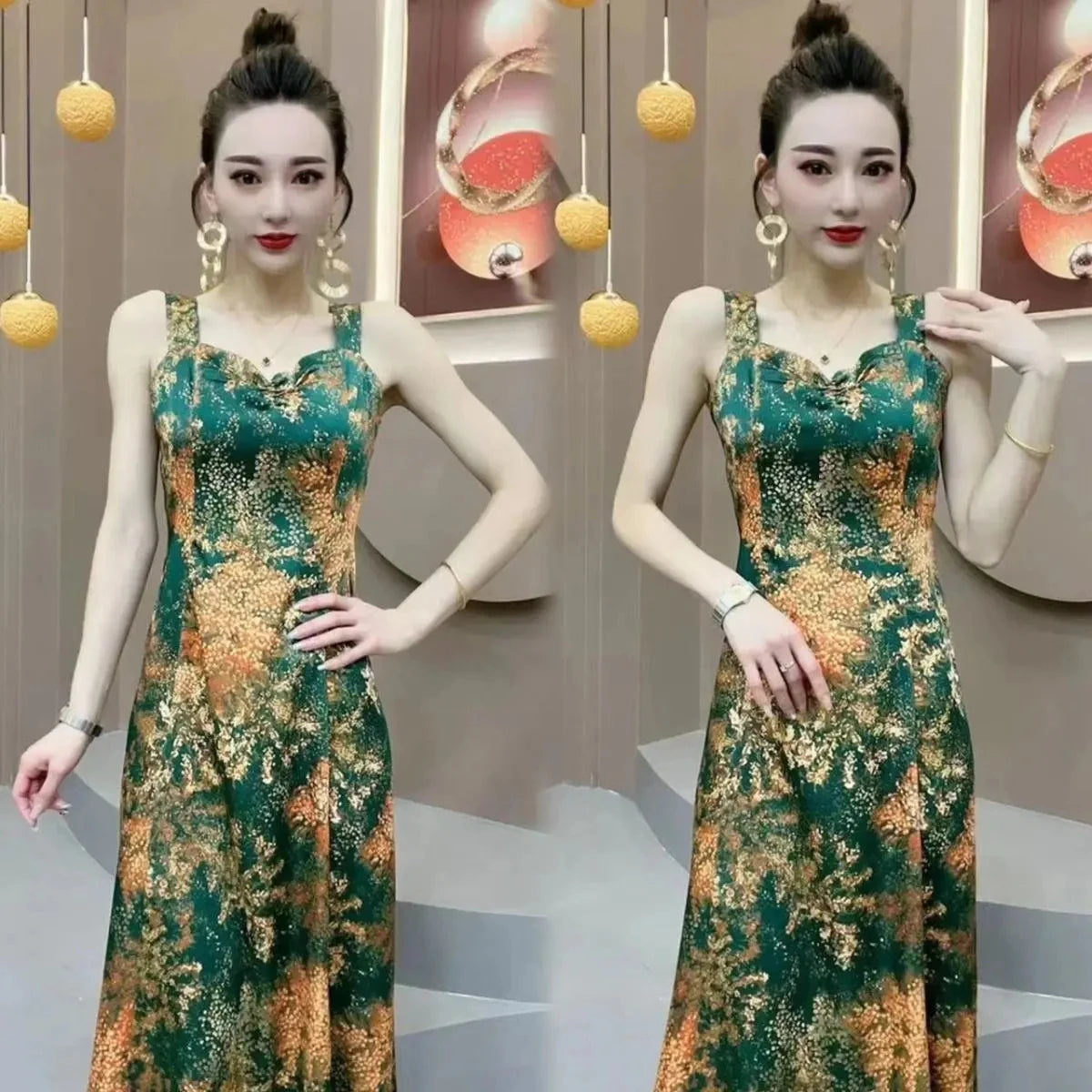 Maxy Popular High-End Brooch Blazer Slip Dress Suit Jacket Women's Summer Fashion Blazer Suit Skirt Two-Piece Set Sling Print Dress