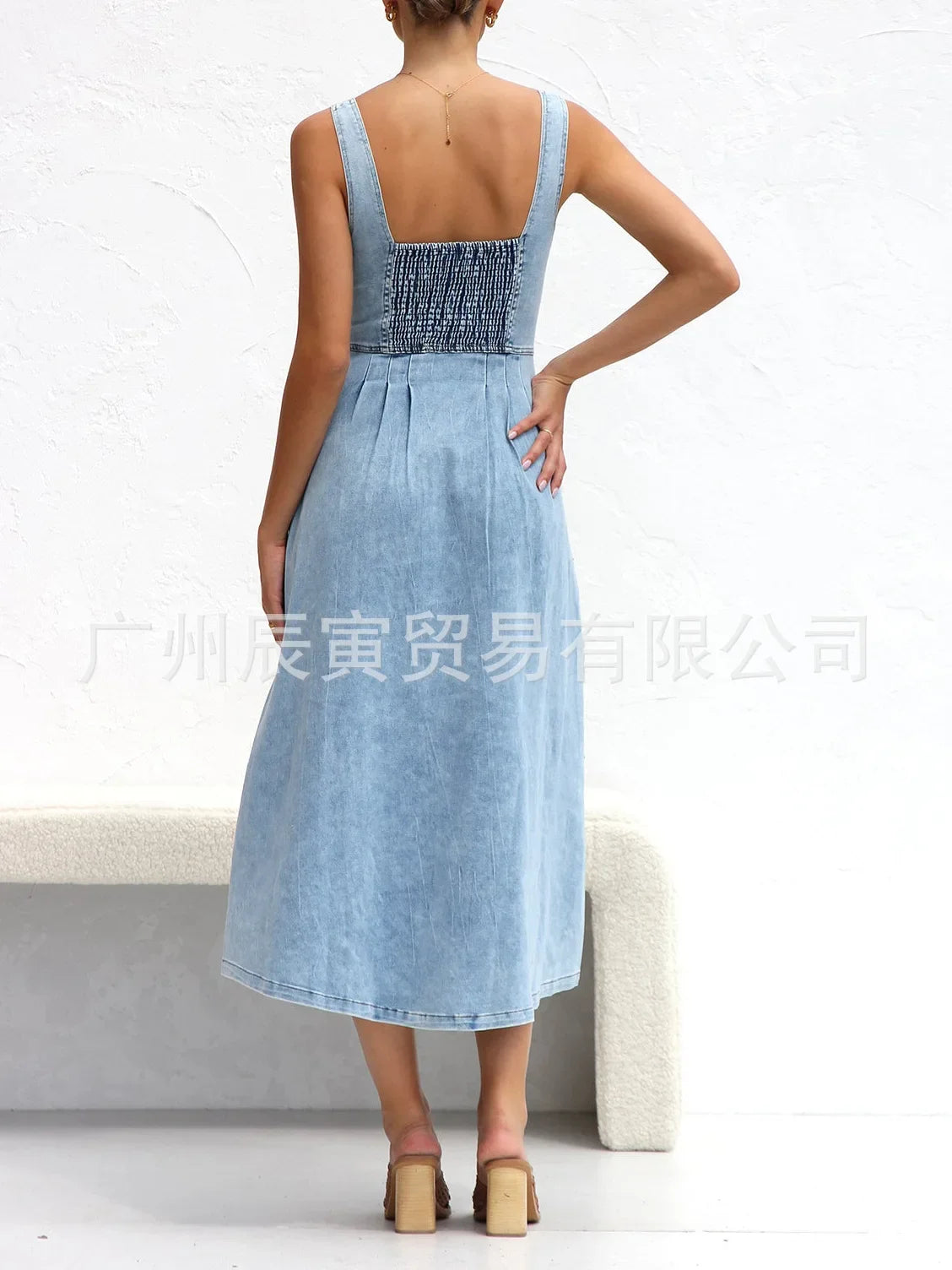 Maxy Women Denim Dresses Long Dress Sling Sleeveless A Line Casual High Waist Maxy Elegant largos Summer Y2k Streetwear