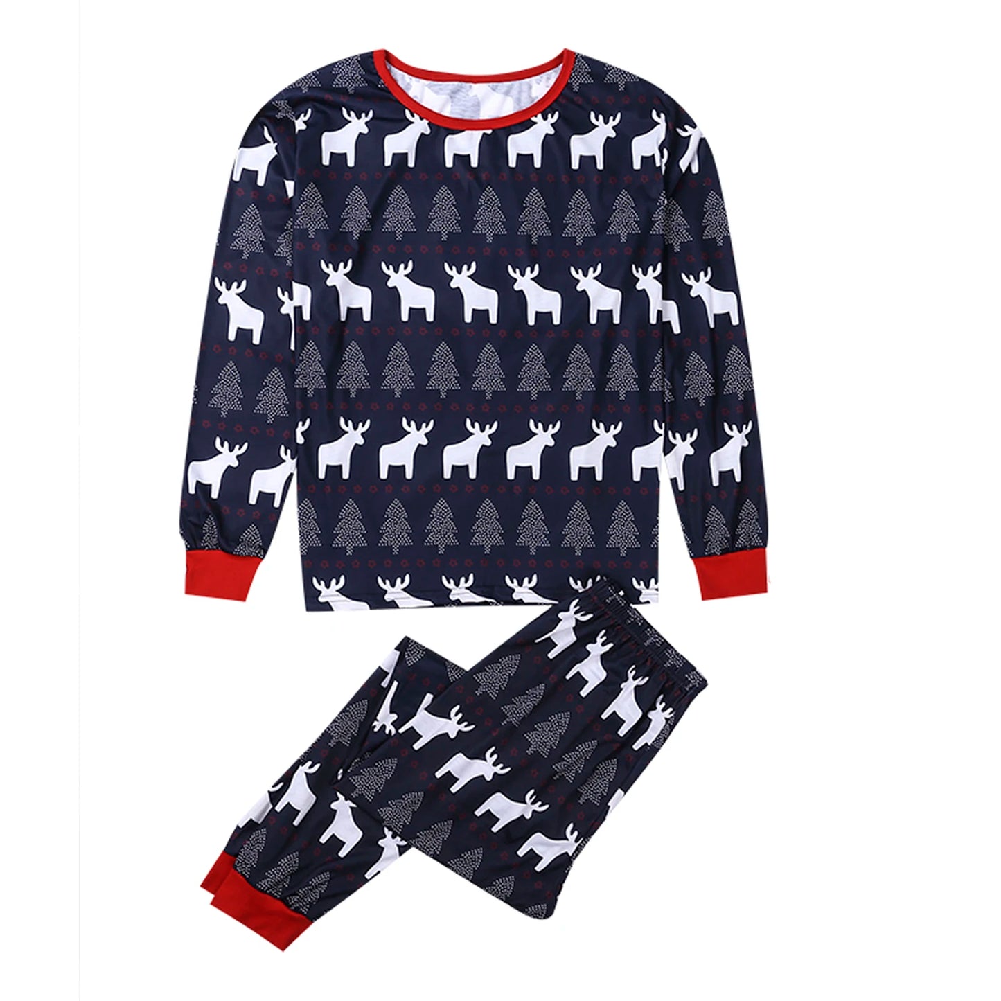 Family Christmas Pajamas Set Parents Kids Children Deer Print Home Sleepwear Nightwear Autumn Winter Matching Outfits