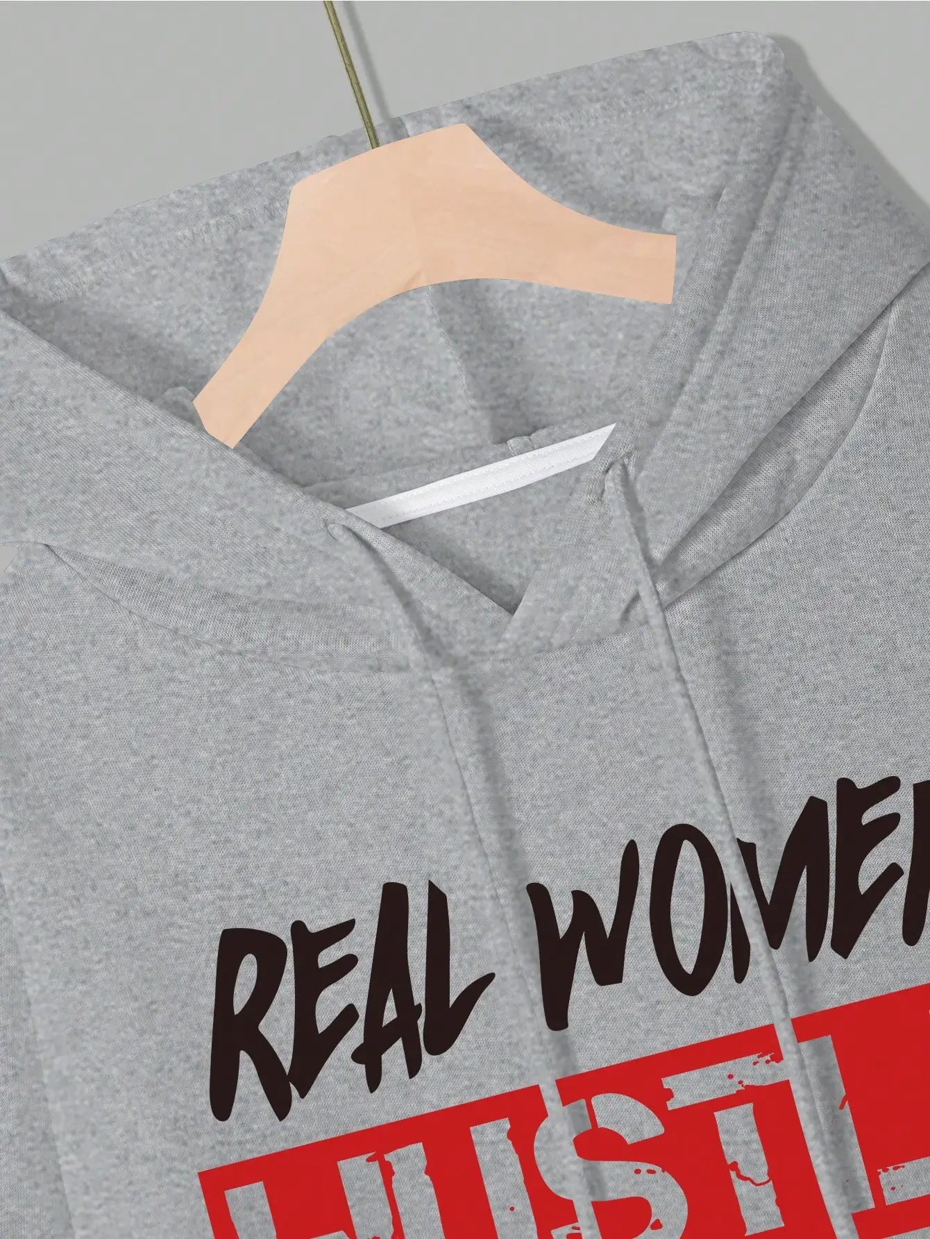 Maxy Real Women Hustle Hard Hoodie Sweatpants Set Gray Casual Sportswear