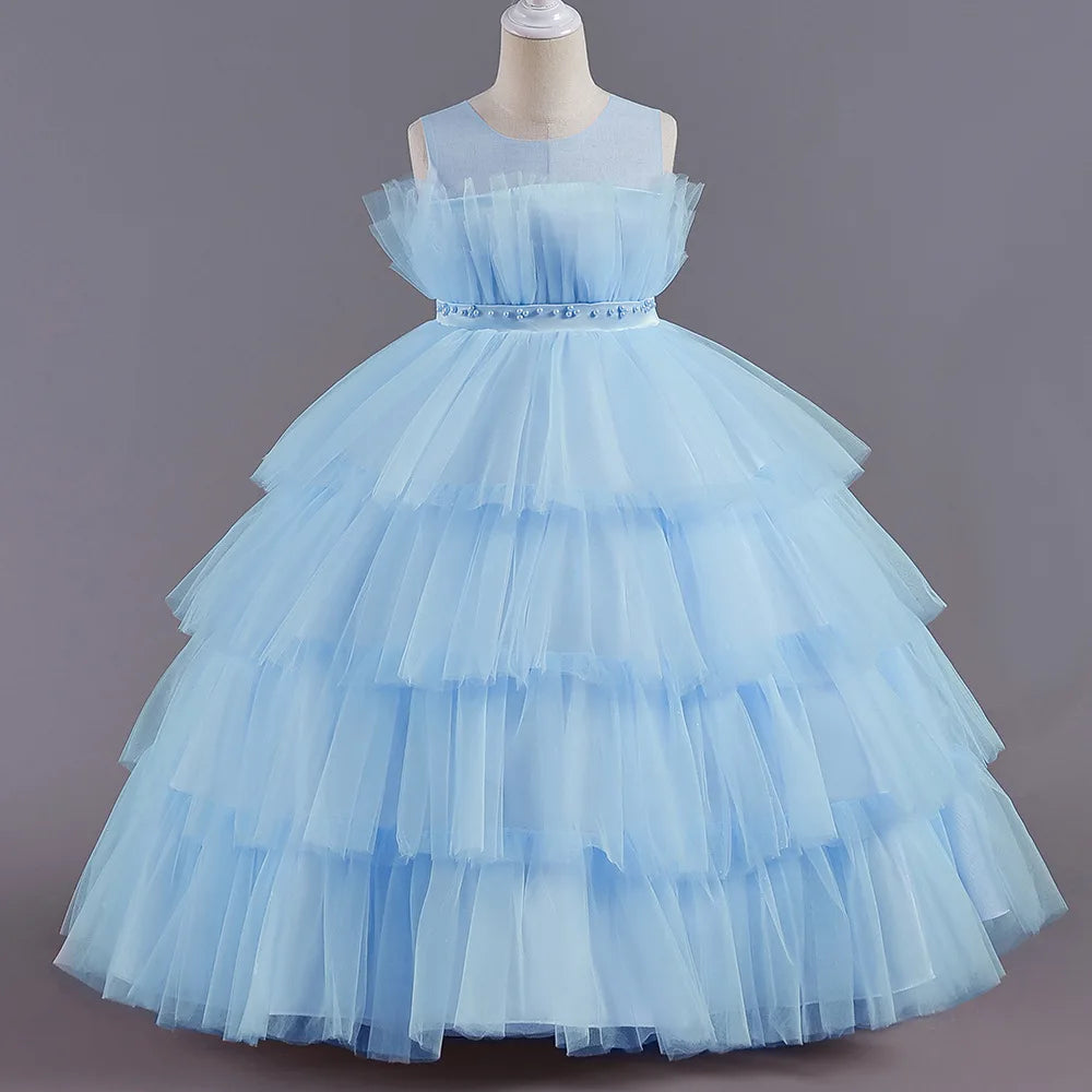 Maxy Princess Party Dress Wedding Birthday Kids Christmas Ceremonies Dresses Flowers Sequined Vestidos De Gala Vestido Adolescente 12 Años