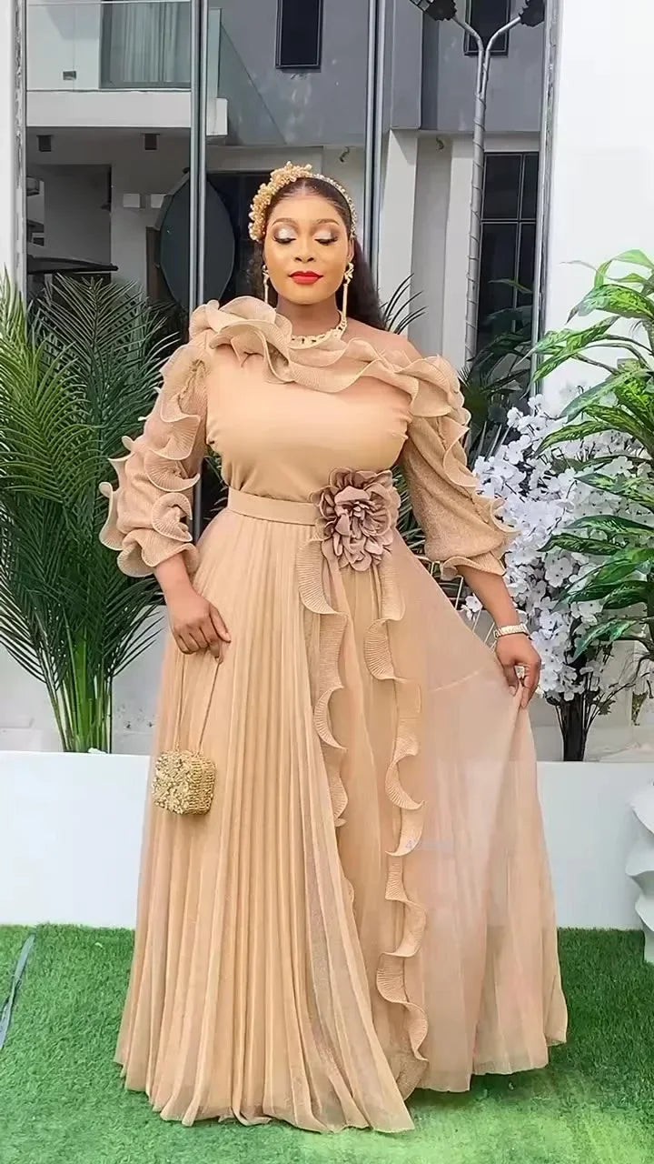 Amay Plus Size Evening Dresses for Women Luxury Solid Gown Elegant Wedding Party Long Dress Ankara Ladies Clothing Outfits
