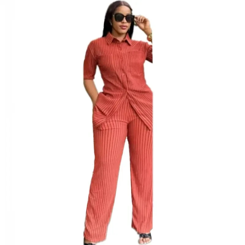 Maxy 2 Pieces Women's Sets Summer Spring Suit Shirt Blouse Tops And Pants Suits Two Piece Set Tracksuit Outfit