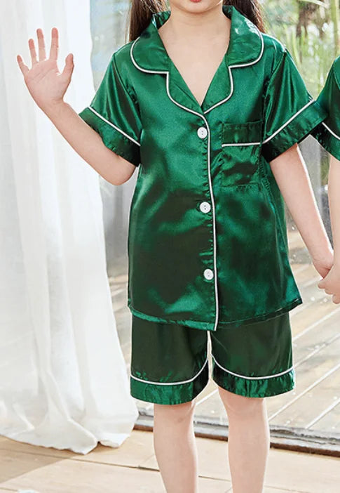 Personalized Satin Kids Pajamas Customized Pajamas for Kids Party Christmas Matching Family Pajamas Flower Girl Pajamas Kids Pjs