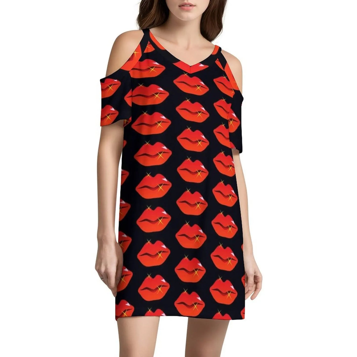 Maxy Red Lips Korean Style Dress For Women Elegant Casual Dress For Party Or Daily Wear Lip Lips Red Lips Red Lipstick Kiss Evening