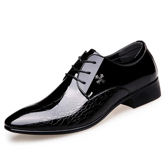 Maxy Newest oxford shoes for men luxury patent leather wedding shoes pointed toe dress shoes classic derbies plus size 38-48