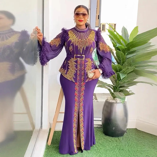 Amay Party Dresses for Women Plus Size Luxury Dashiki Ankara Wedding Evening Gown Elegant Turkey Muslim Maxy Dress