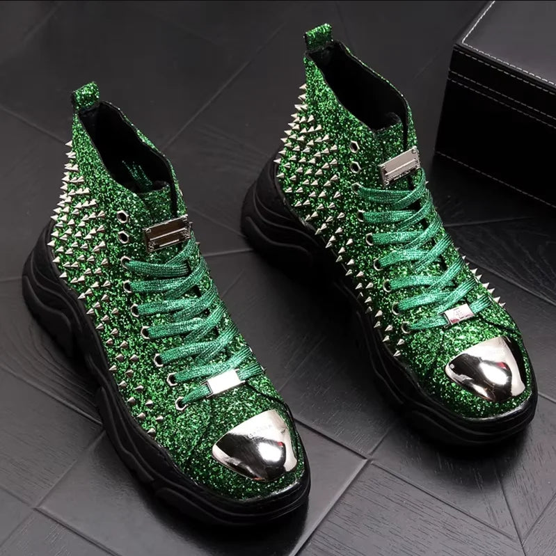 Visco men luxury fashion prom nightclub dress soft leather rivets shoes platform motorcycle punk ankle boots zapatos de hombre autumn