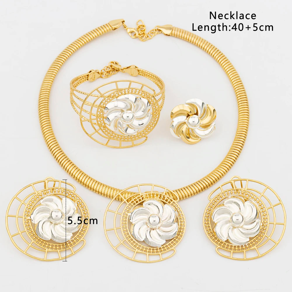 Maxy 18k Gold Plated Jewelry Set for Women Necklace New Design Earrings Set Italian Expensive Wedding Party Jewelry