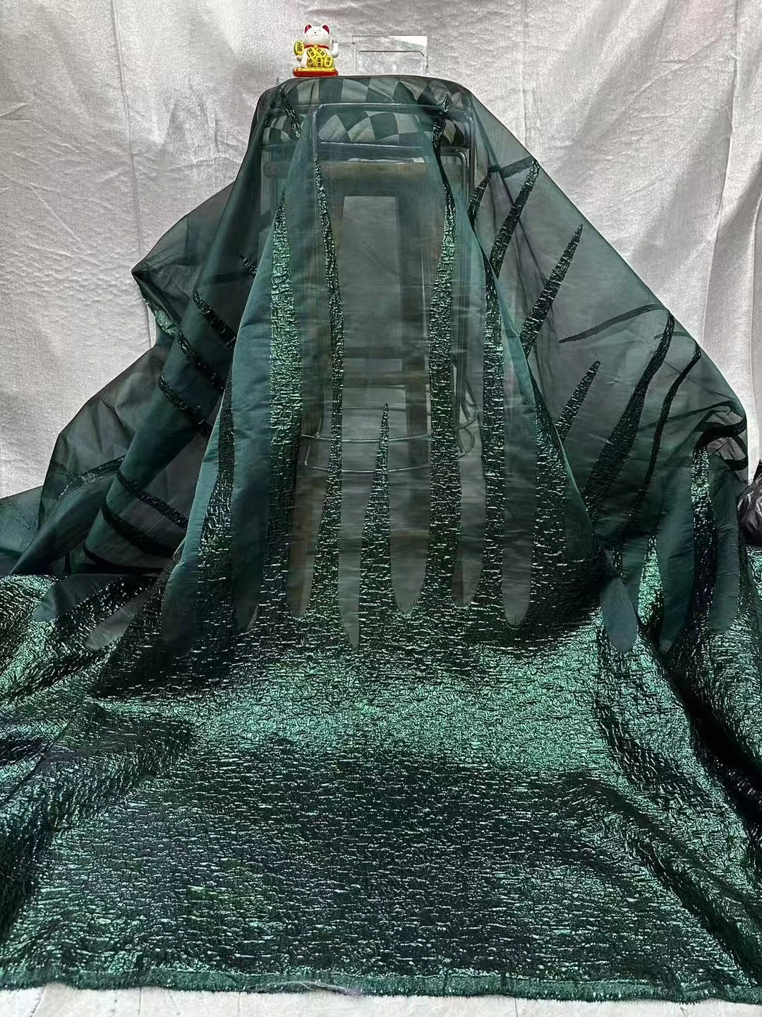 Maxy Latest Green Organza Damask French Lace Fabric Brocade Jacquard African Lace Fabric For Nigerian Party Women Dress KCW2510