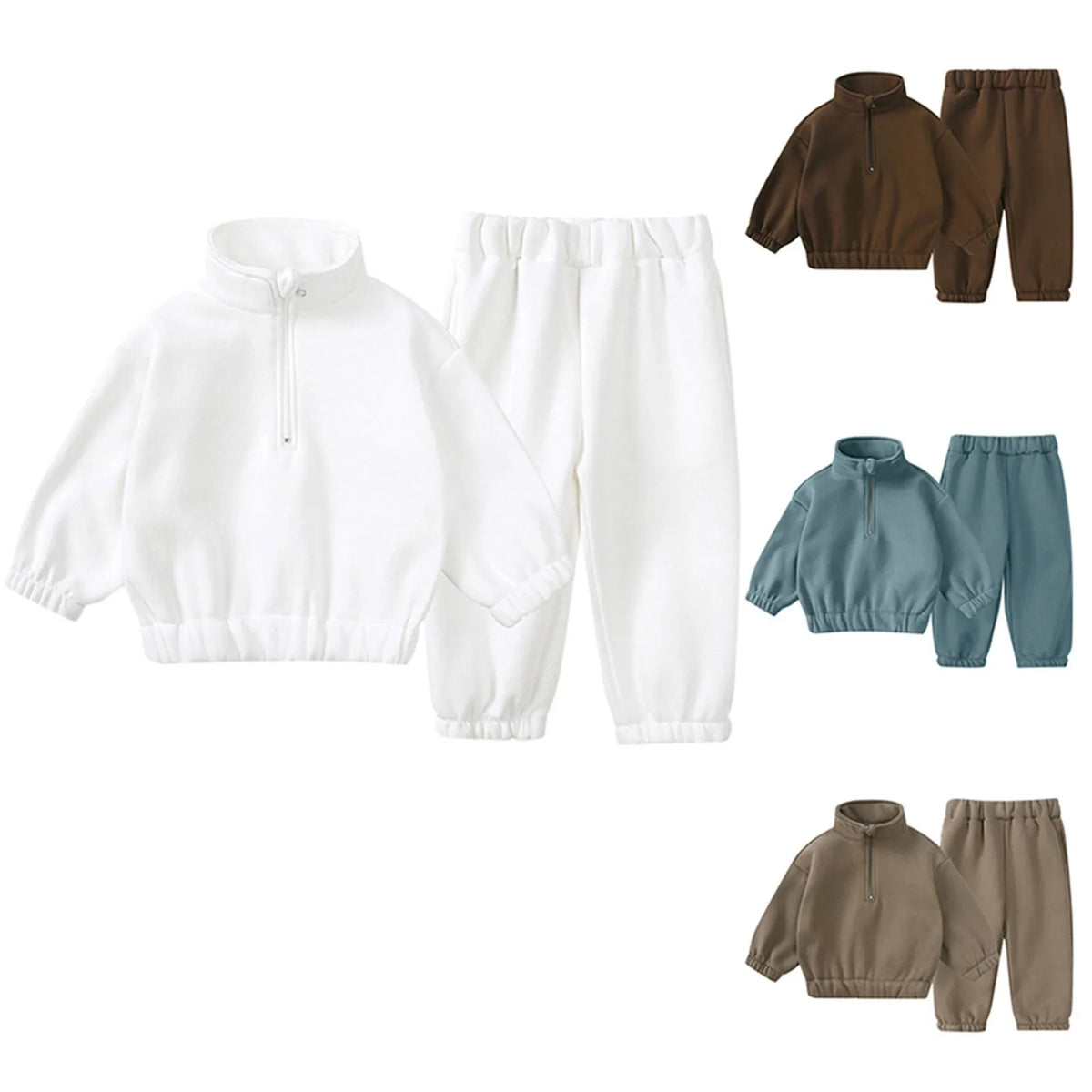 Maxy Children Kids Outfits Autumn Suits Solid Color Cotton Pants Long Sleeve Sweatshirt Clothes For Toddler Boys Girls Tracksuit Set
