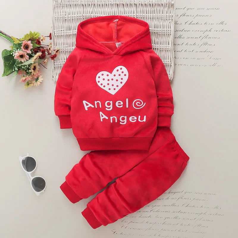 Toddler Baby Girls Autumn Winter Clothes Sets Children Fashion Letter Hooded Tops + Pants 2Pcs Outfits Infant Kids Tracksuit