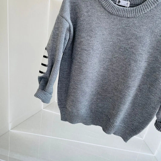 Maxy Baby Kids Sweater Patchwork Long Sleeve Fashion Big Boy Outfit O-Neck Knitted Clothes for 3-13T Autumn Fall Girl Toddler Outfits