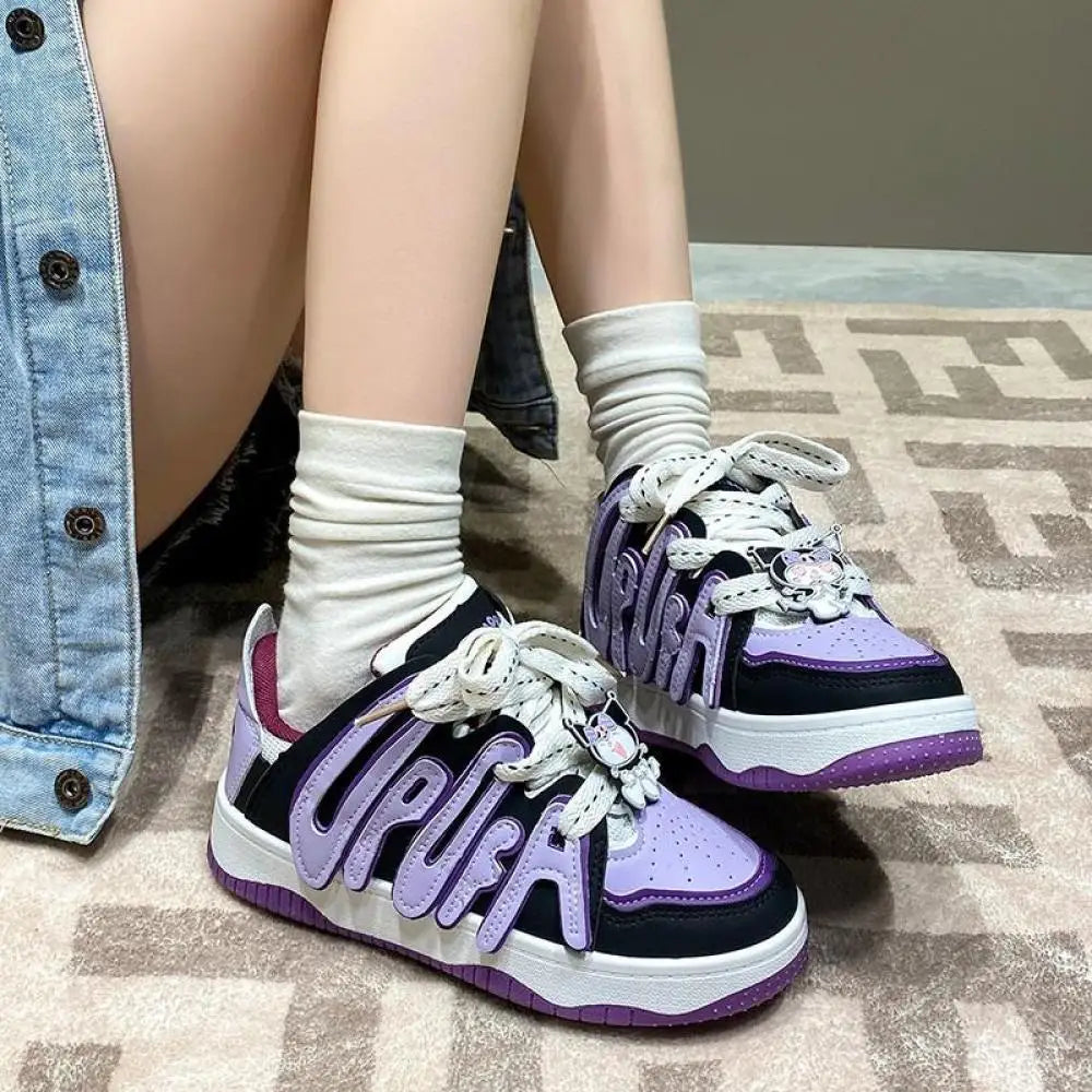 Maxy Cartoon Shoes Kawaii Fashion Comfortable Sanrio's Kittys Trend Couple Versatile Sports Leisure Breathable Skateboard Bread Shoes