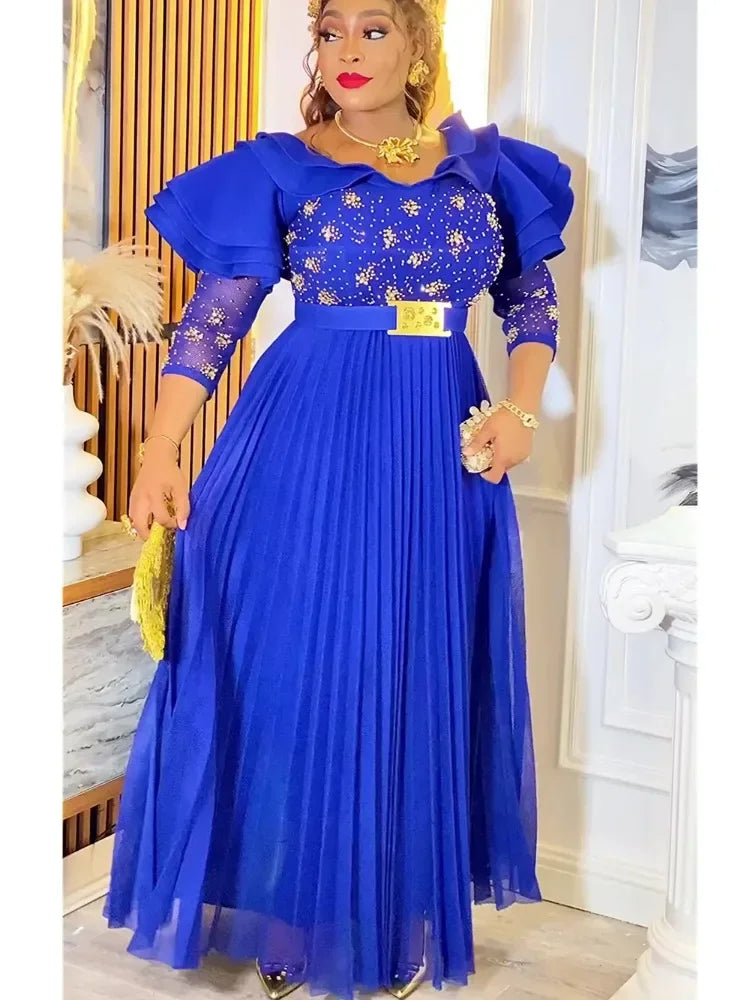 Maxy Plus Size African Party Dresses for Women New Fashion Dashiki Ankara Wedding Evening Gown Elegant Turkey Muslim Dress