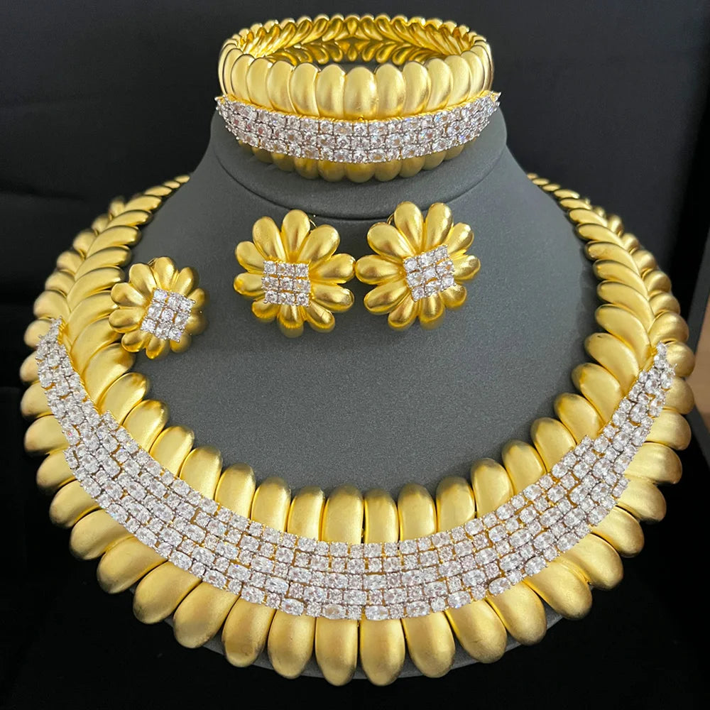 Maxy Famous Brand Bling Sequins Luxury Jewelry Sets For Women Wedding Party Zircon Wedding Bridal Jewelry Set