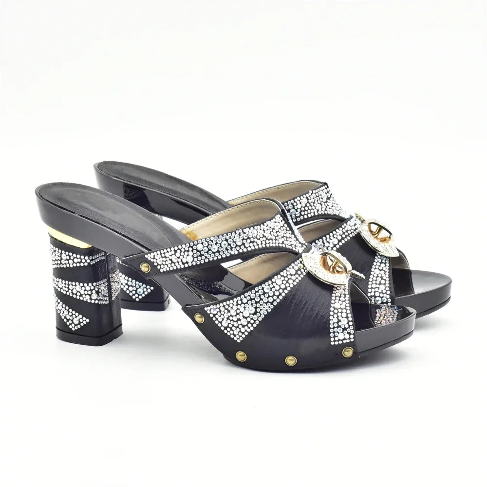 Maxy New Arrival African Matching Shoes and Bags in Women Nigerian Party Pumps Wedding Shoes Bride Wide Heels Women