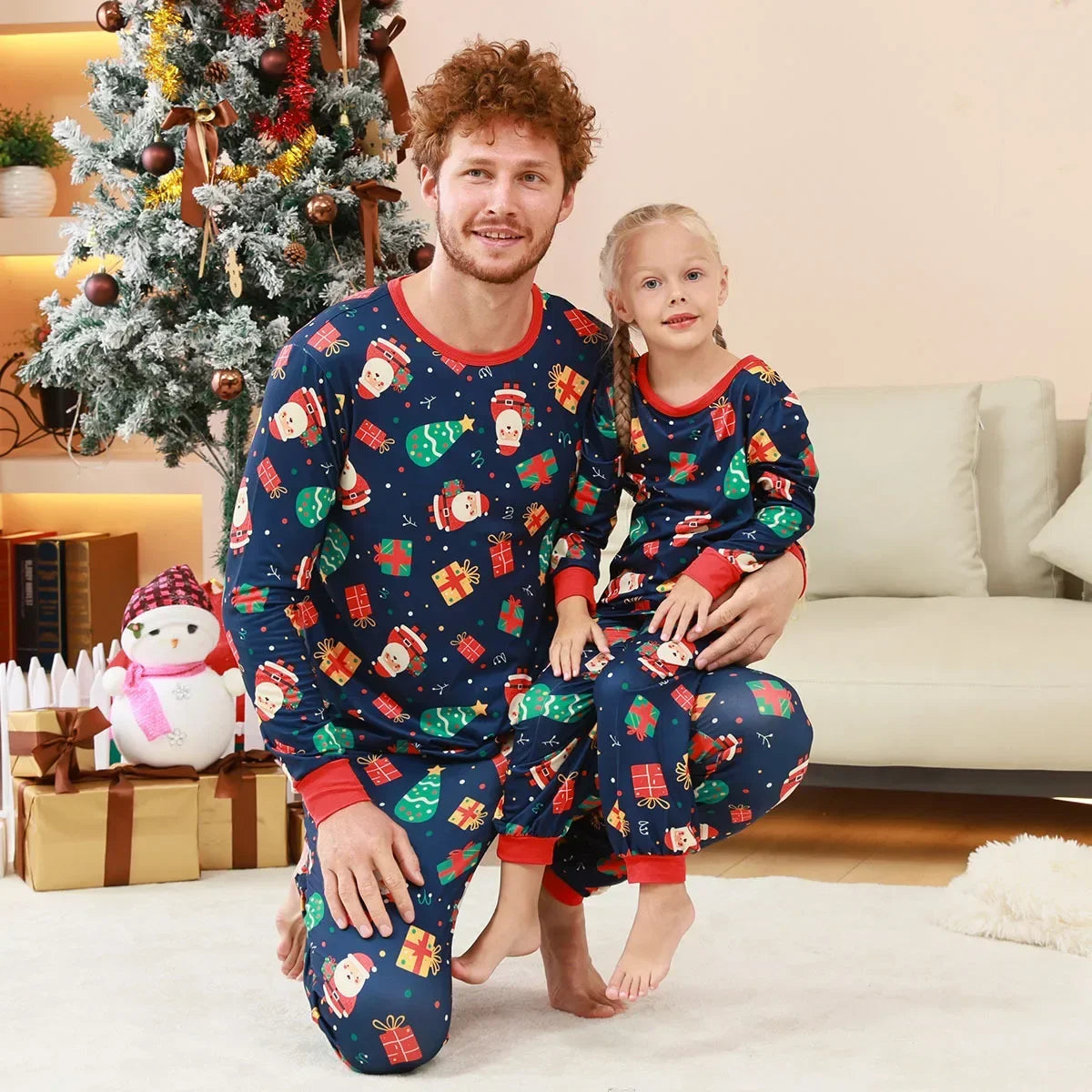 Maxy New Christmas Family Clothes All Over Print Women Men Boys Girls Matching Pajamas Kids Clothing Set Cute Soft Sleepwear Pjs