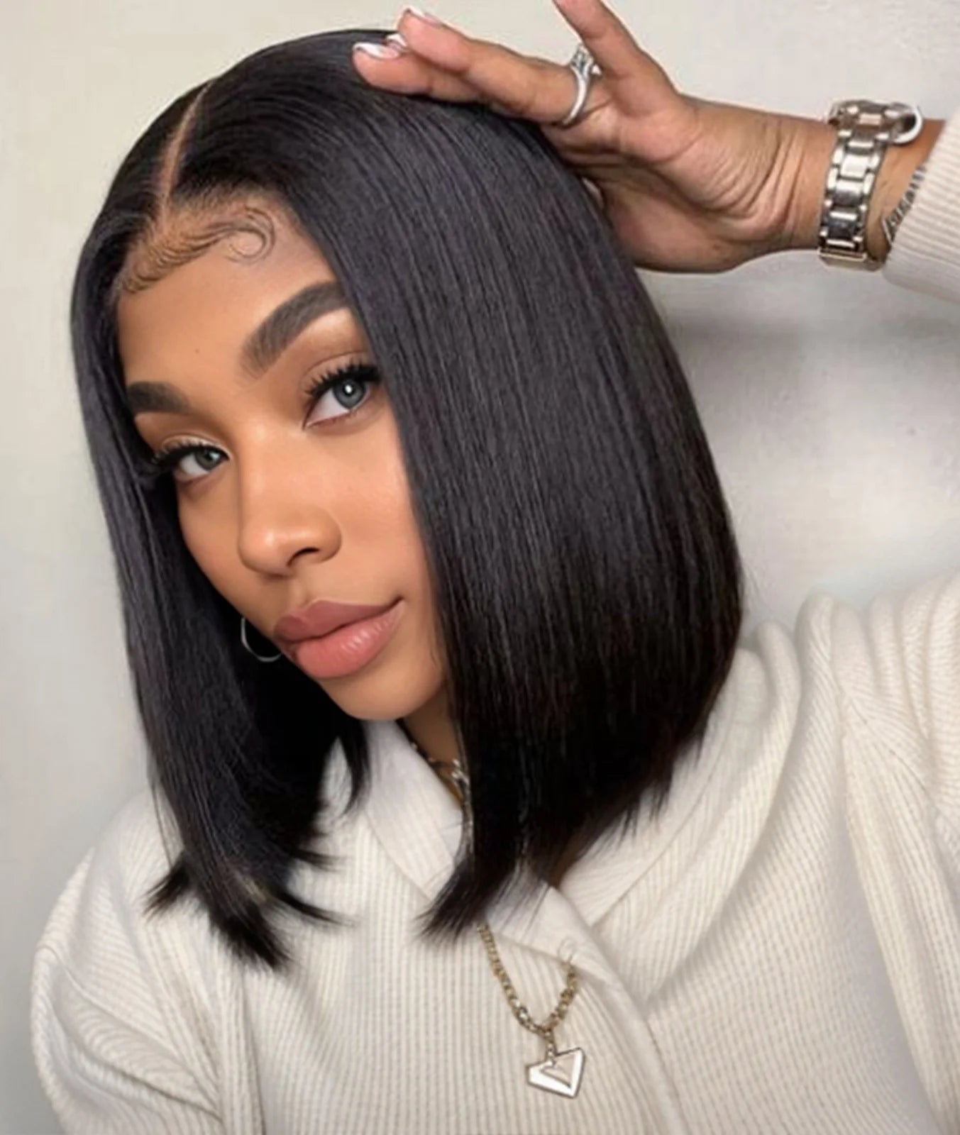 Wear And Go Glueless Wigs Human Hair Bob Straight Pre Cut Lace Front Wigs Human Hair Upgraded No Glue Lace Front Wigs For Women