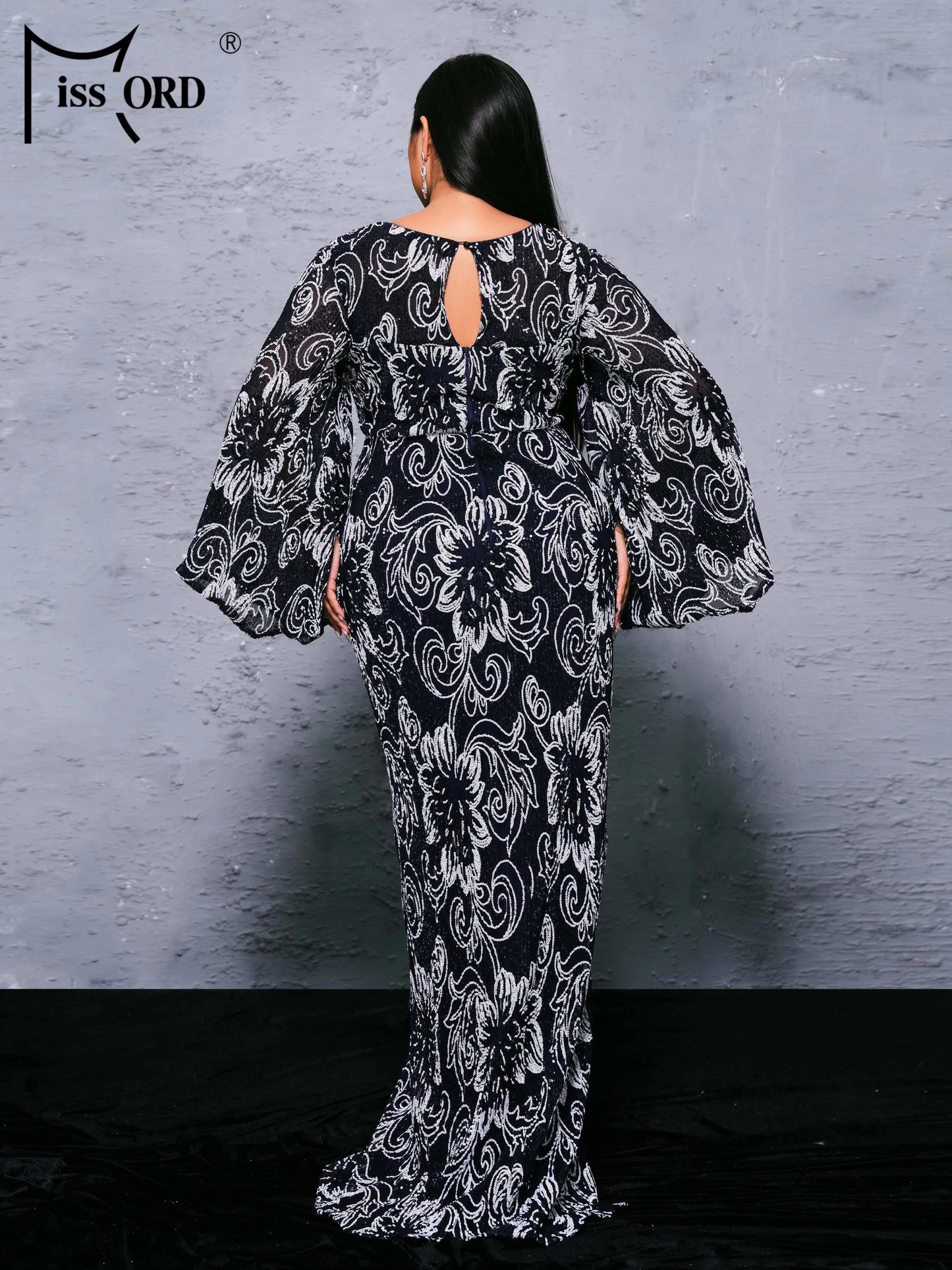 Momsey Plus Size 4XL Elegant Long Dress Women Summer Sequin Maxy Flare Sleeve Ruffled Loose Casual Robe Party Vestidos