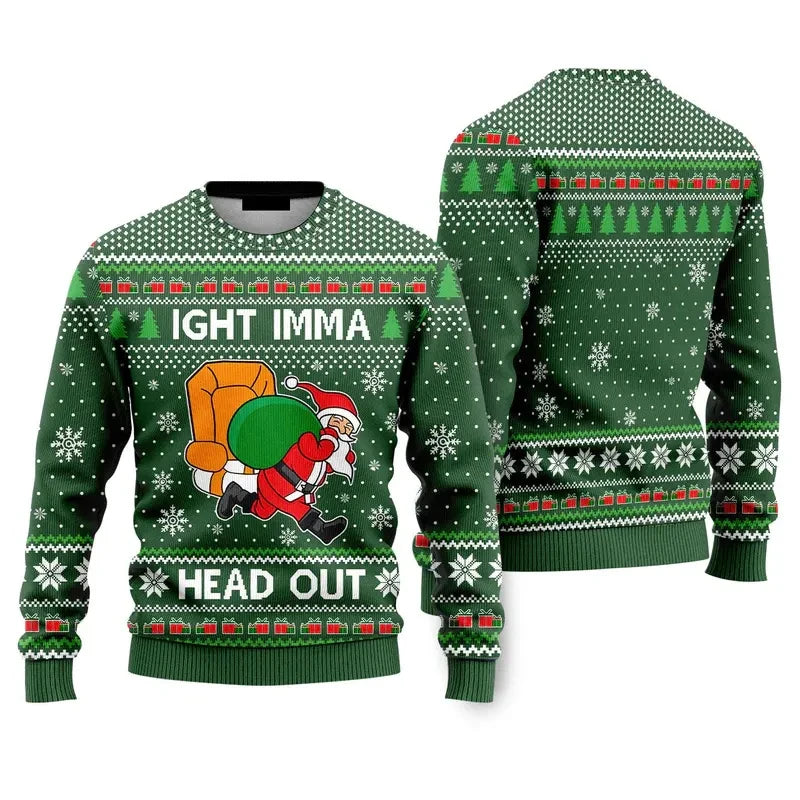 Maxy Fashion Santa Claus Beer Ugly Christmas Sweater For Men Clothing 2026 New Year Hoodie Streetwear Holiday Party Sweatshirts