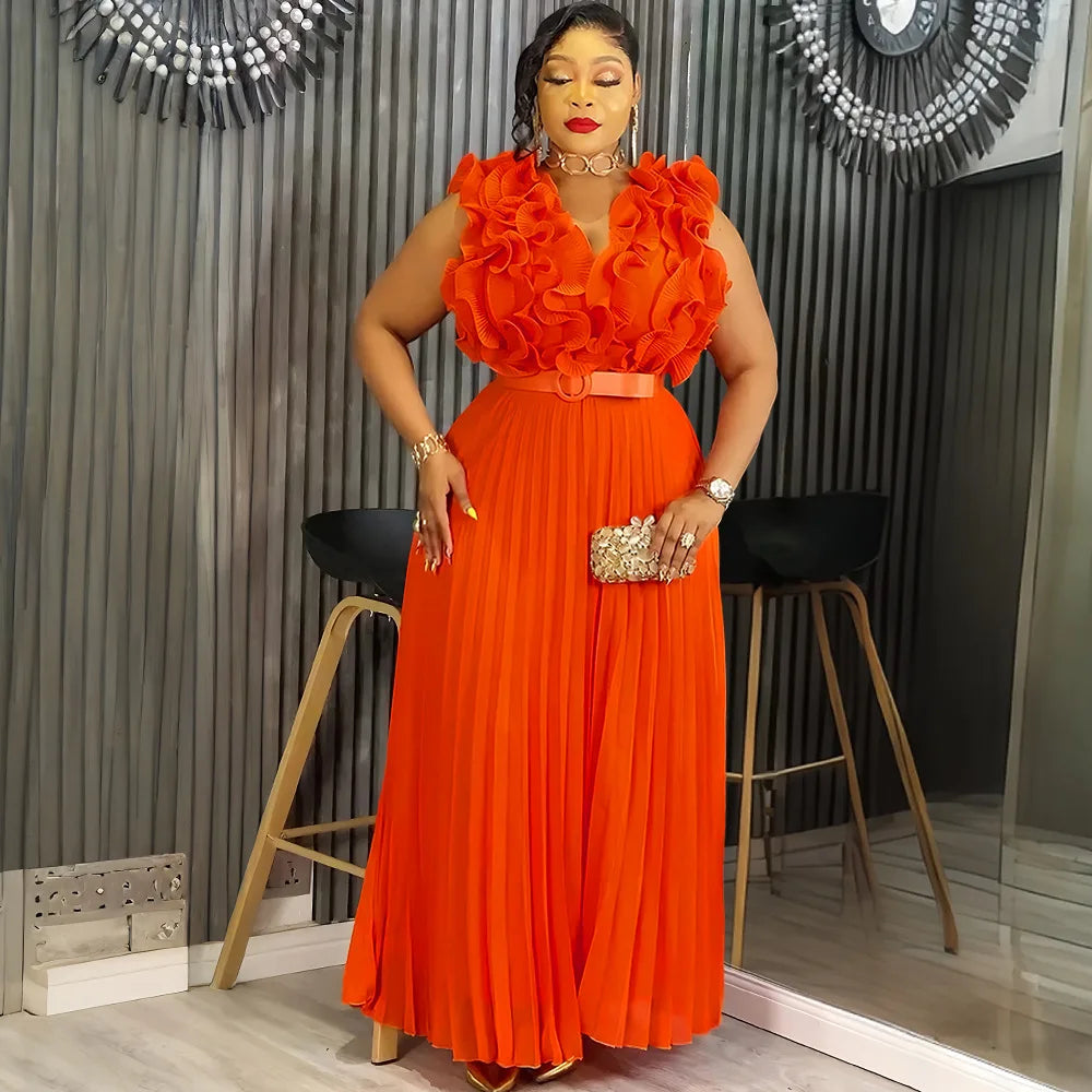 Maxy Luxury African Evening Party Dresses for Women Flower Wedding Gown Dashiki Ankara Africa Clothing Plus Size Kaftan Turkey Abaya