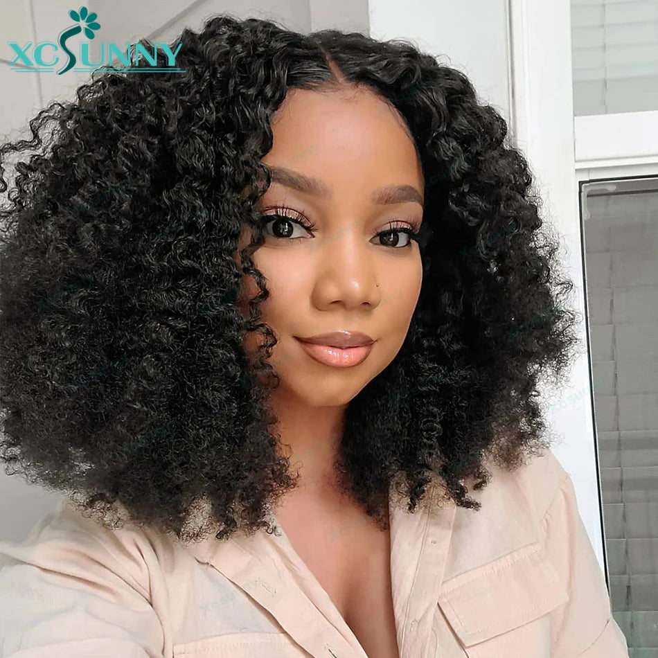 Maxy Kinky Curly Bob Wig Human Hair Glueless 13x6 Lace Front Wigs Human Hair Curly Short Pre Plucked For Black Women