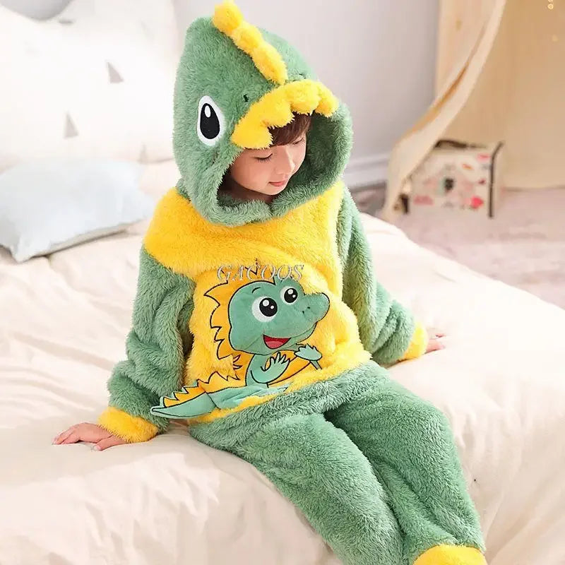 New 2024 Kids Boys Girls Pajamas Cartoon Long Sleeve Cute Warm Tops with Pants Toddler Baby Autumn Winter Sleeping Clothes Sets