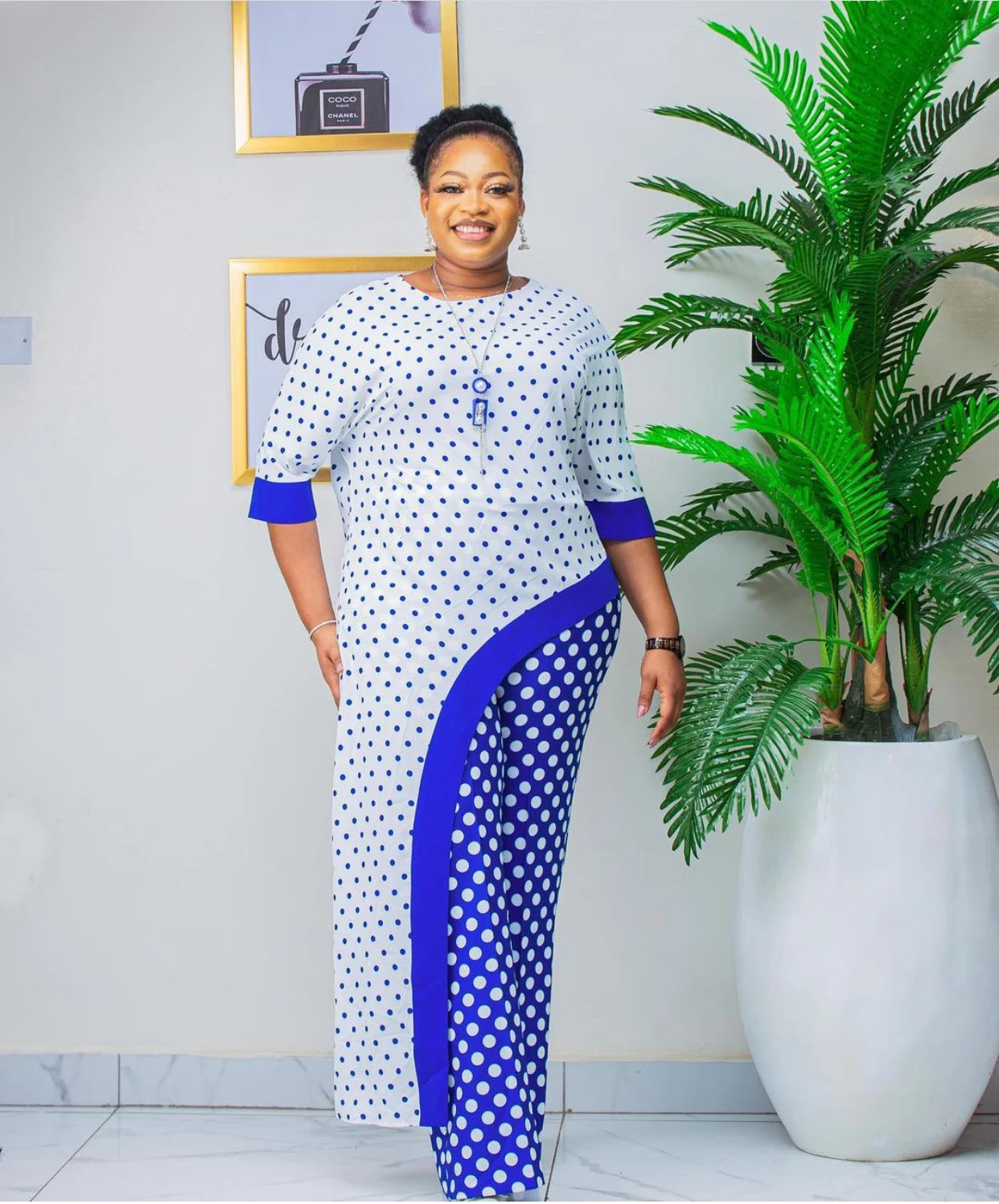 Maxy 2 Piece Set Women Africa Clothes African New Fashion Two Piece Suit Long Tops + Wide Pants Party Plus Size For Lady