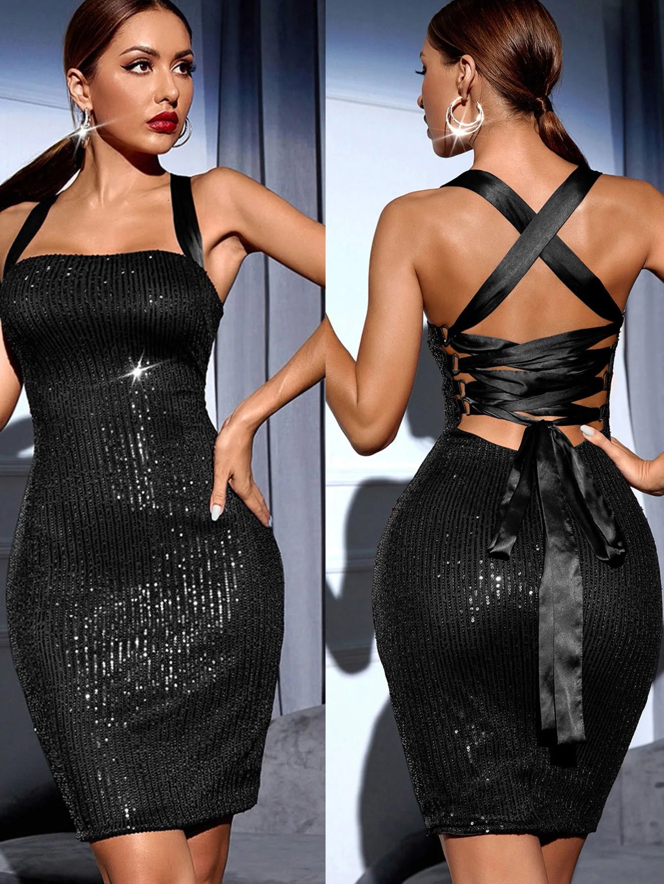 Maxy Sexy Irregular Women's Dresses Halter Club Elegant Party Short Summer Dress Woman Clothing Bodycon Evening Prom Dress X98