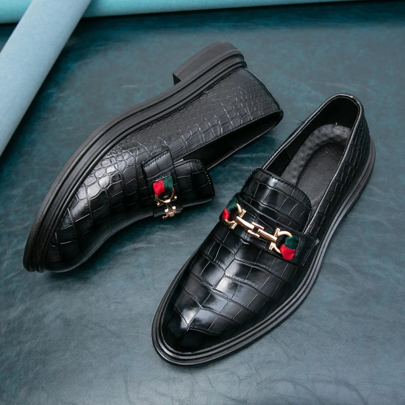 Amay Men's Dress Shoes Formal Designer Comfortable Embossed Leather Luxury Wedding Italian Male Casual Business Shoes for Men Loafers