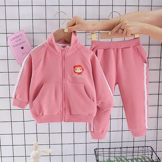 Babs Spring Autumn Baby Girl Cotton Sports Suit Toddler Kids Clothes Children Infant Flowers Hoodies Jacket Trousers Casual 2PCS Set