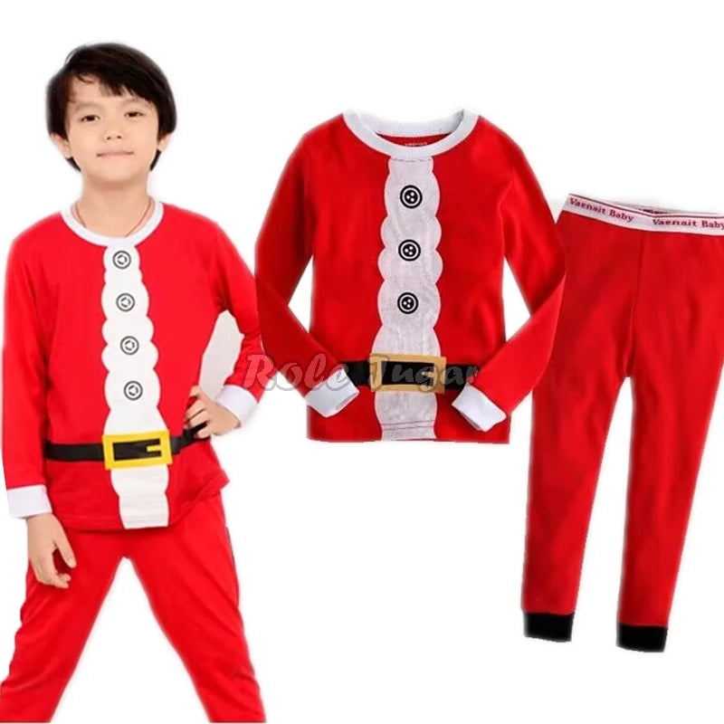 Kids Halloween Christmas Tops + Pant Cosplay Costume Boys Girls Santa Claus Print Pajamas Nightwear Home Clothing 2-7 Years