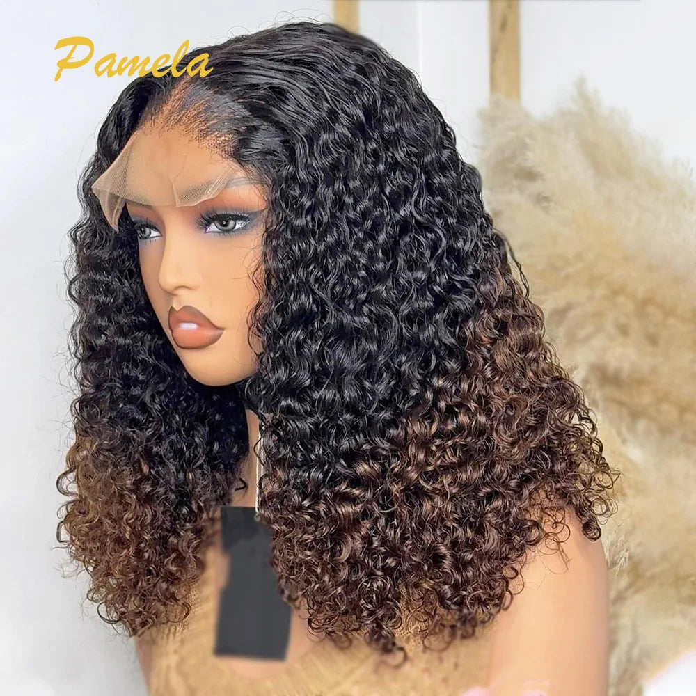 Maxy 250% High Density Blonde Glueless Short Curly Human Hair Wigs Princess Hair Ready To Wear 13x4 Lace Frontal Wigs Wear and Go