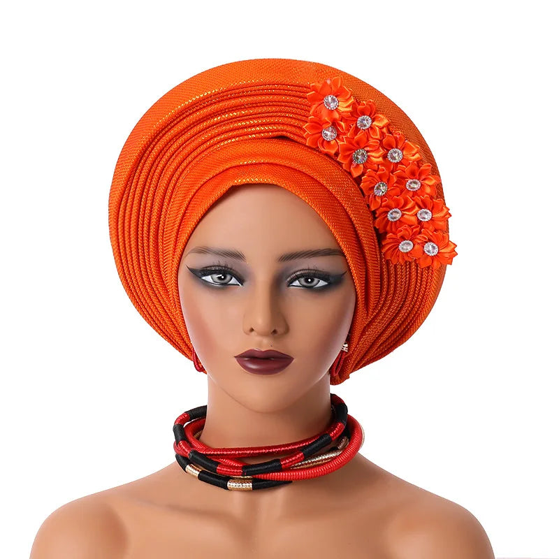 Maxy Gele Head tie Auto Gele Turban Head warp Already Made African Turban Cap Party Women Muslim Hijab Headscarf Bonnet Hat