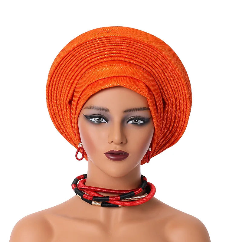 Maxy Gele Head tie Auto Gele Turban Head warp Already Made African Turban Cap Party Women Muslim Hijab Headscarf Bonnet Hat