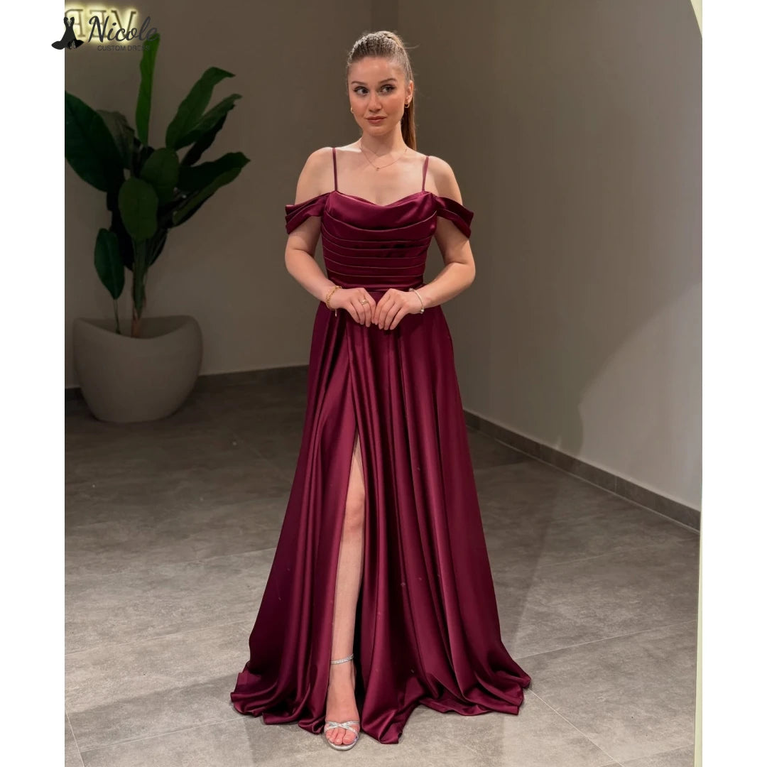 Maxy Robe De Cocktail Femme Slim Shoulder Straps Luxurious Women's Evening Dresses Woman Elegant Line A Luxury Prom Dresses