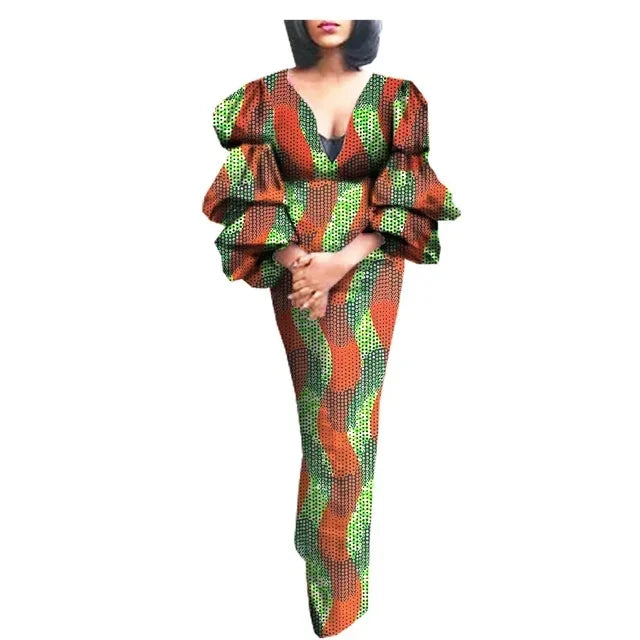 Maxy Elegant Party Dresses for Women Luxury African Ankara Prom Dress African Turkey V-neck Bodycon Robe Wedding Birthday Gowns