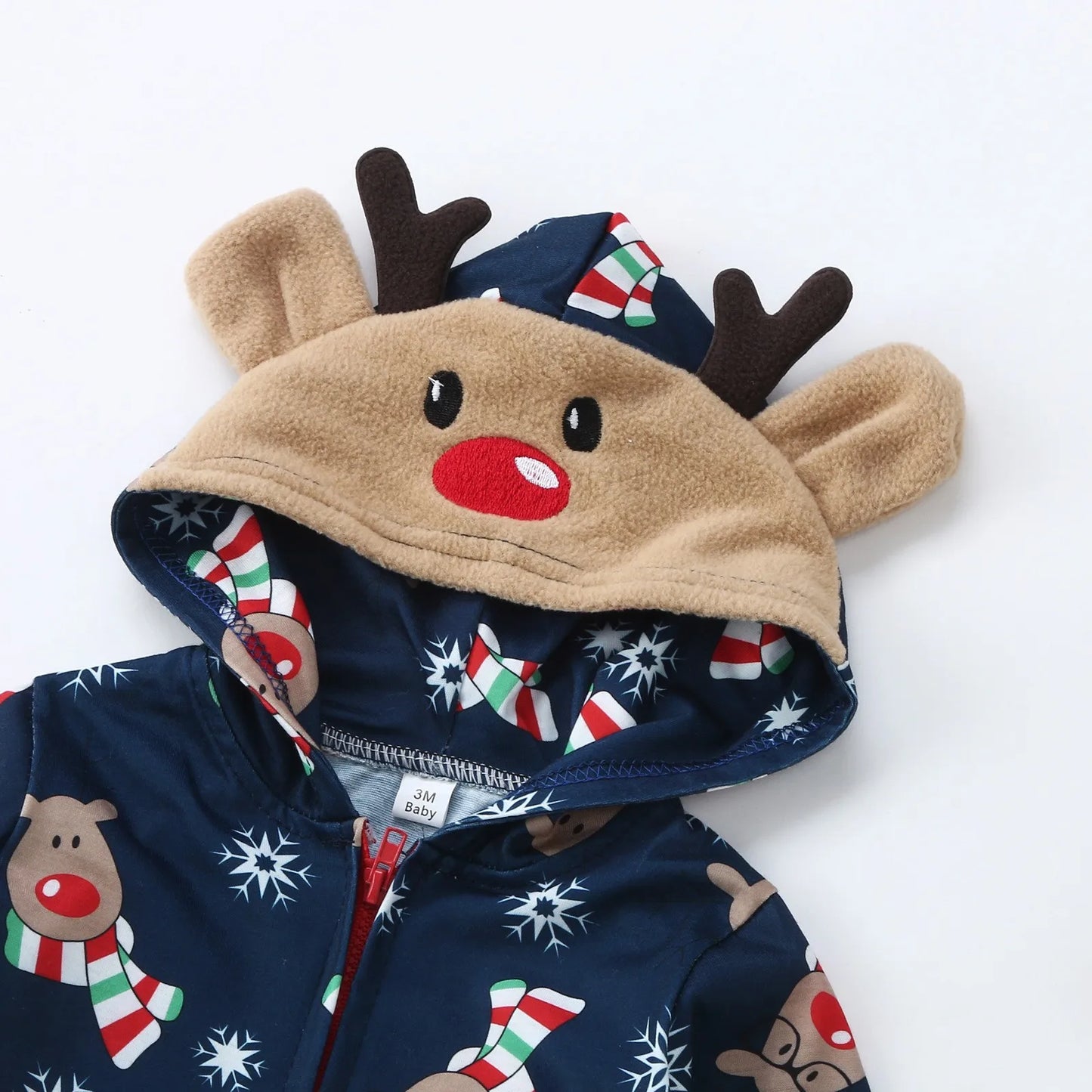 Maxy Christmas Family Clothing Set Adult Children Deer Hooded Romper Jumpsuit Family Pajamas Sleepwear Santa Matching Family Outfit